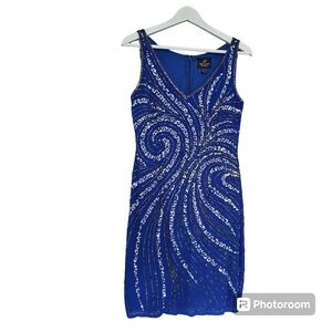 Adrianna Papell blue sparkly dress size 4 Women's. New years dress